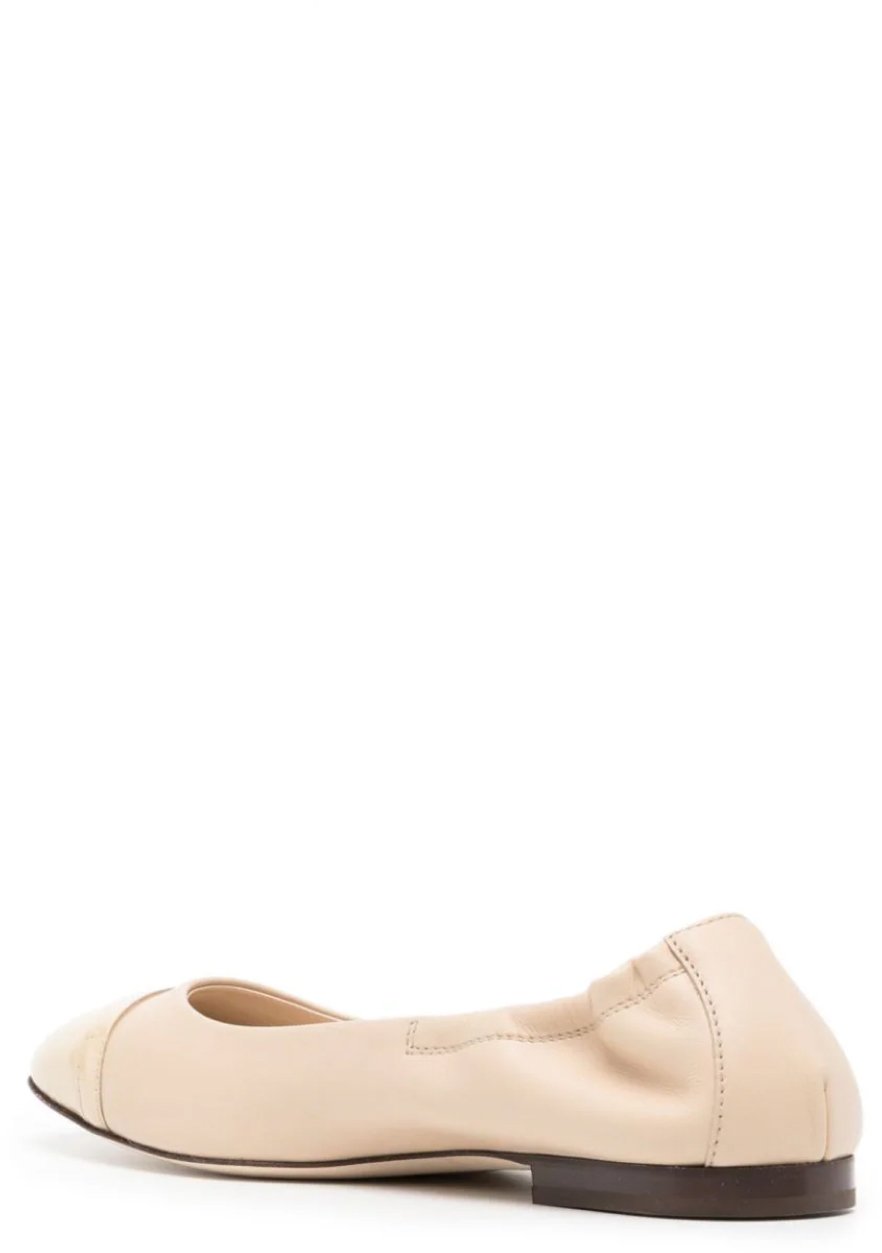 T Logo Strap Leather Ballerinas