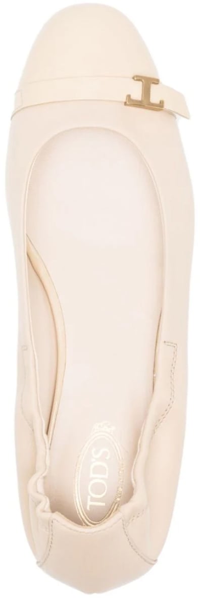 T Logo Strap Leather Ballerinas