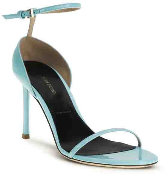 Tom Ford Blue Calf Leather Bos Taurus Stiletto Heel Sandals