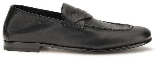 Tom Ford Black Calf Leather Bos Taurus Slip-On Loafers