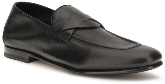Tom Ford Black Calf Leather Bos Taurus Slip-On Loafers