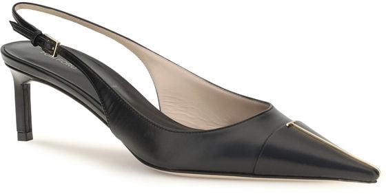 Tom Ford Black Calf Leather Bos Taurus Mid Heel Pumps