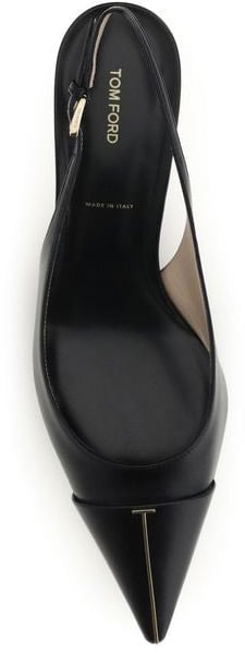 Tom Ford Black Calf Leather Bos Taurus Mid Heel Pumps