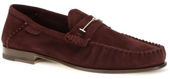 Tom Ford Bordeaux Calf Leather Bos Taurus Slip-On Loafers