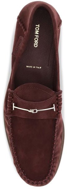 Tom Ford Bordeaux Calf Leather Bos Taurus Slip-On Loafers