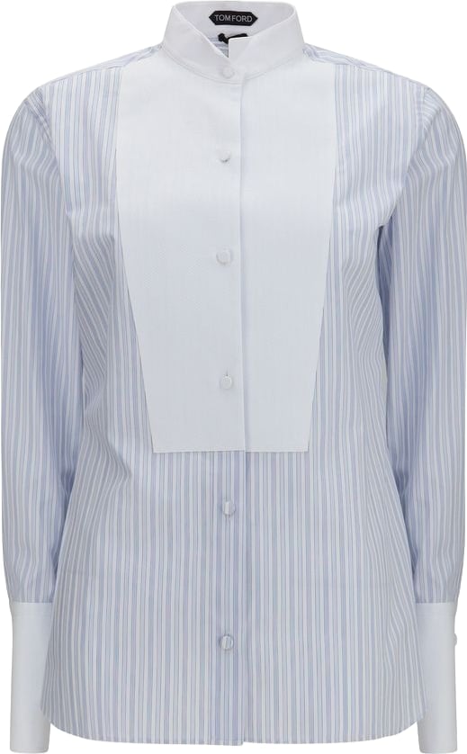 Tom Ford Blue Cotton Pattern Shirt