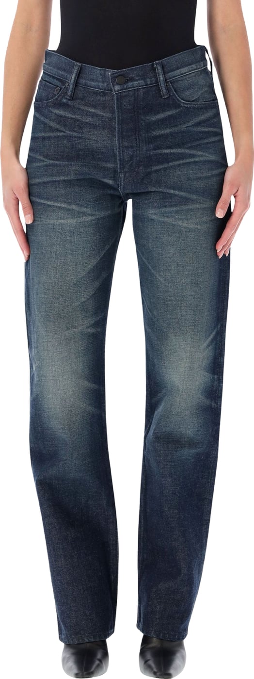 15 Oz Stonewashed Denim Low Waist Boyfri Blu