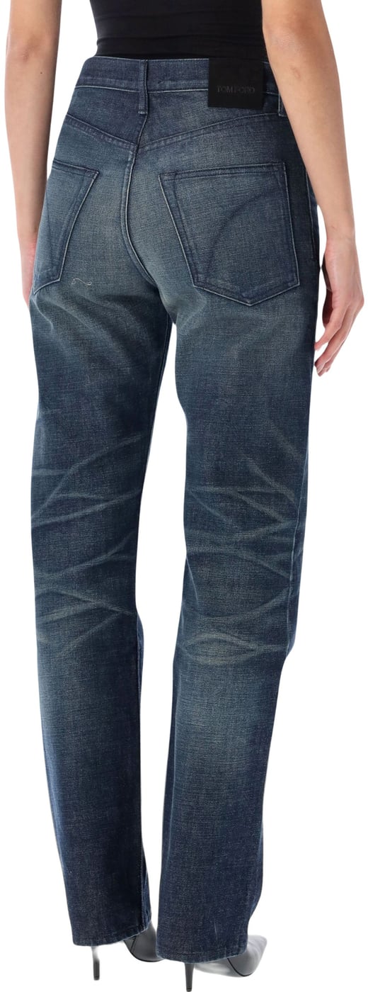 15 Oz Stonewashed Denim Low Waist Boyfri Blu