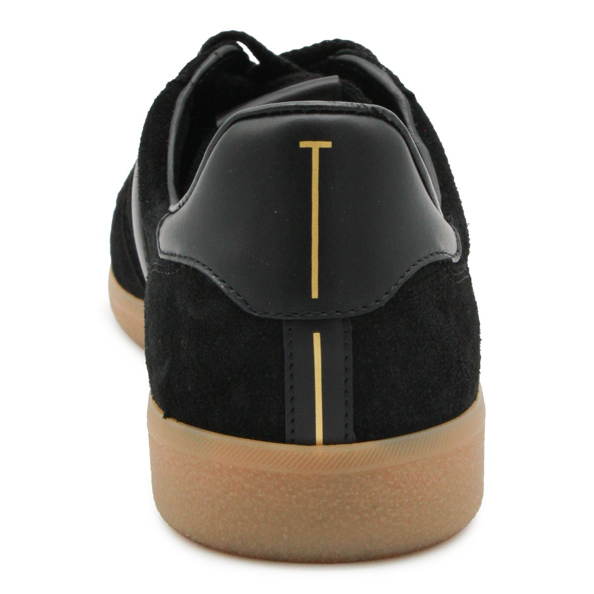 Black Leather Flat Rubber Sole Sneakers