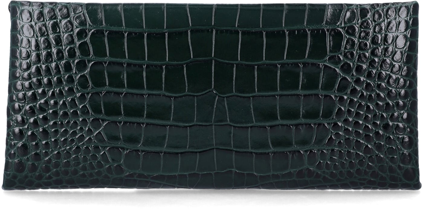 Tumbled Printed Croc Clutch Dark Pine Green
