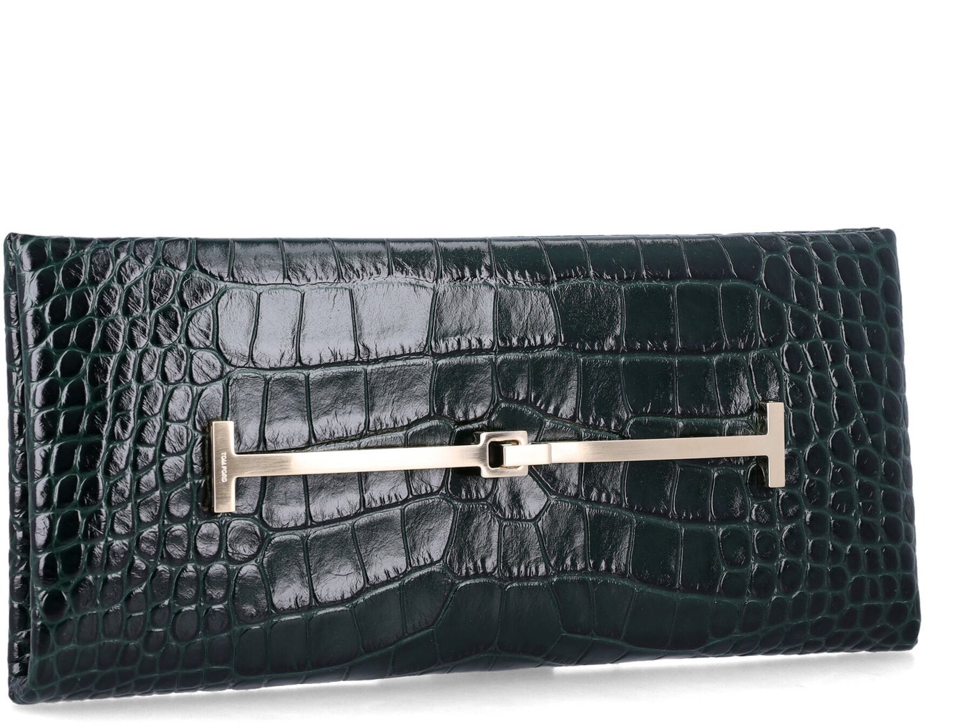 Tumbled Printed Croc Clutch Dark Pine Green