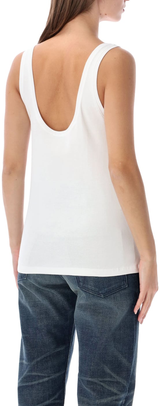 Ribbed Stretch Tank Top Bianco