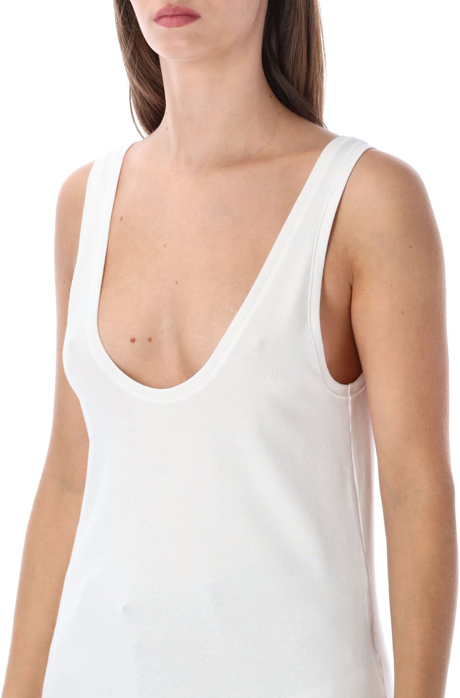Ribbed Stretch Tank Top Bianco