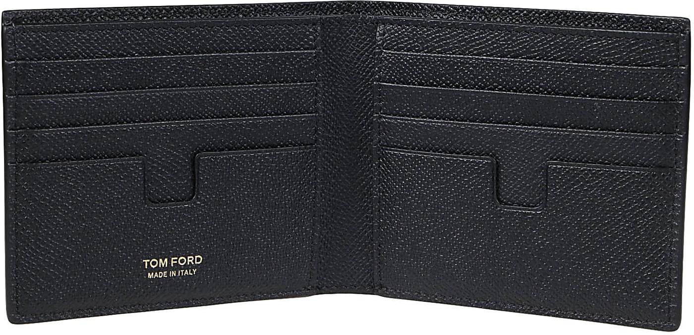 T Line Logo Plaque Classic Bifold Wallet Black