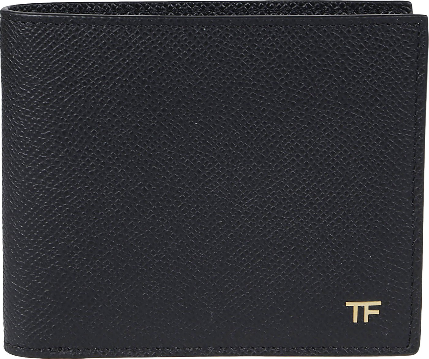 T Line Logo Plaque Classic Bifold Wallet Black