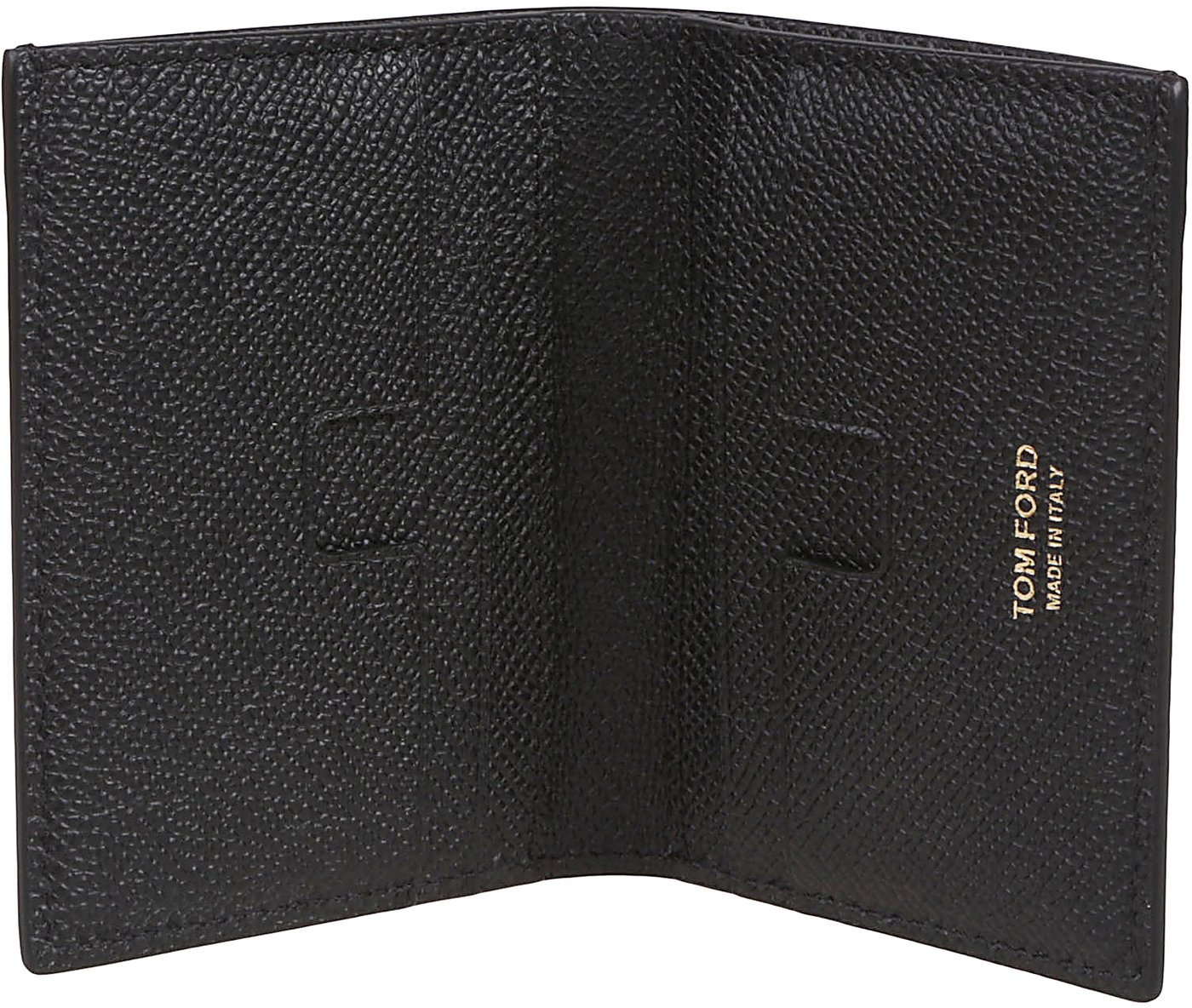 T Line Logo Plaque Folding Credit Card Holder Black