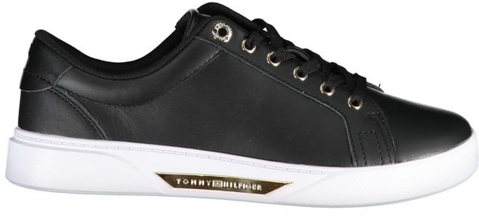 Tommy Hilfiger Black Leather Women Sneaker