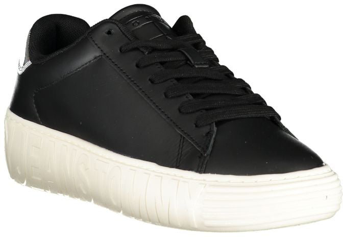 Tommy Hilfiger Black Leather Women Sneaker