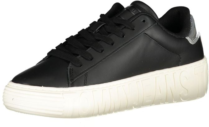 Tommy Hilfiger Black Leather Women Sneaker