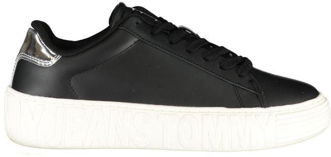 Tommy Hilfiger Black Leather Women Sneaker