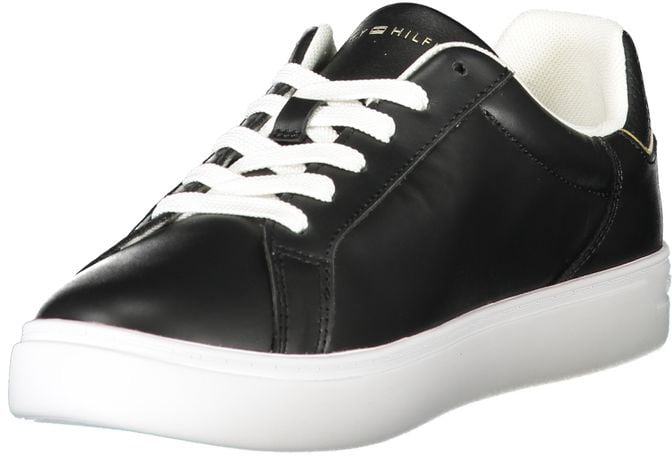 Tommy Hilfiger Black Leather Women Sneaker