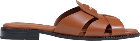Tommy Hilfiger Brown Leather Flat Sandals