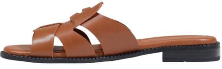 Tommy Hilfiger Brown Leather Flat Sandals
