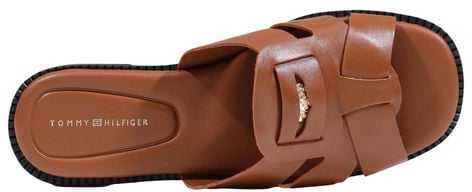 Tommy Hilfiger Brown Leather Flat Sandals