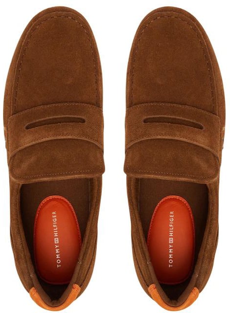 Tommy Hilfiger Brown Suede Leather Slip-On Loafers