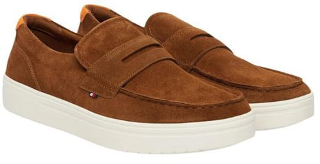 Tommy Hilfiger Brown Suede Leather Slip-On Loafers