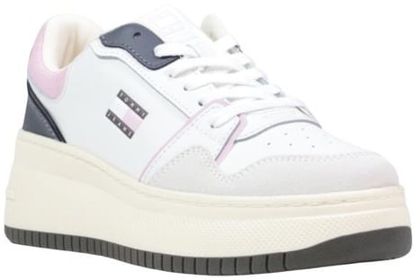 Tommy Hilfiger Jeans White Suede Leather Platform Sneakers