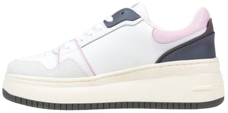 Tommy Hilfiger Jeans White Suede Leather Platform Sneakers