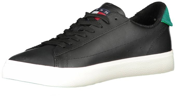 Tommy Hilfiger Black Leather Men Sneaker