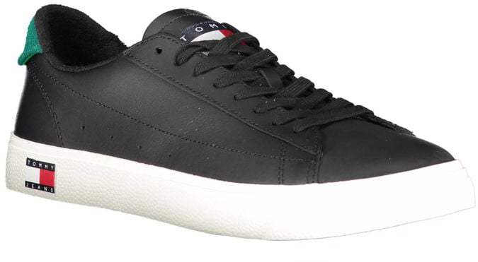 Tommy Hilfiger Black Leather Men Sneaker