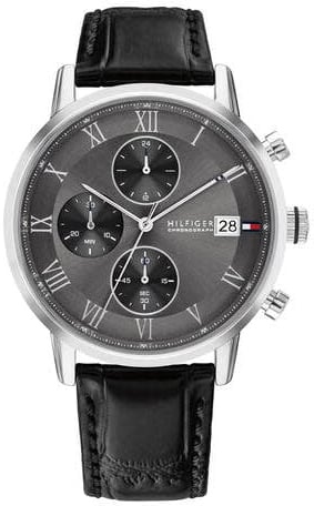 Tommy Hilfiger Horloge TH1710794 Kane Staal Quartz met Leren Horlogeband 42mm
