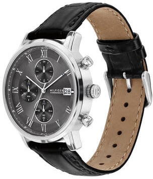 Tommy Hilfiger Horloge TH1710794 Kane Staal Quartz met Leren Horlogeband 42mm