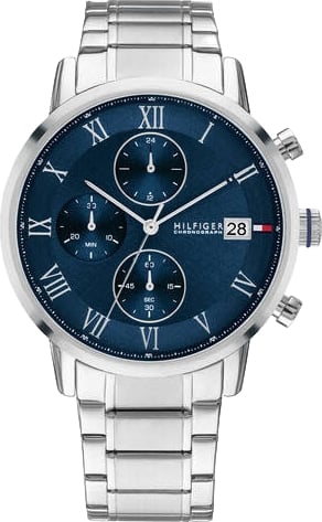 Tommy Hilfiger Horloge TH1710797 Kane Staal Quartz met Blauwe Wijzerplaat 42mm
