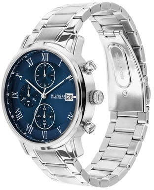 Tommy Hilfiger Horloge TH1710797 Kane Staal Quartz met Blauwe Wijzerplaat 42mm