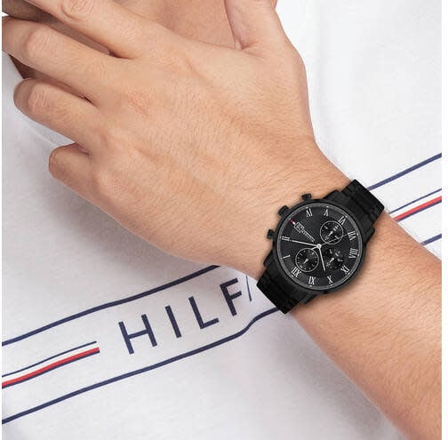 Tommy Hilfiger Horloge TH1710799 Kane Staal met Zwarte Coating Quartz 42mm