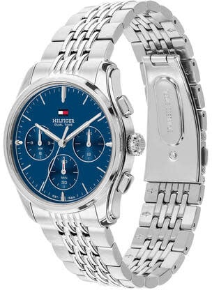 Tommy Hilfiger Horloge TH1710811 The Empire Staal Quartz Chronograaf met Blauwe Wijzerplaat 38mm