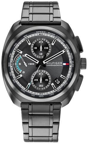 Tommy Hilfiger Horloge TH1792275 Cole Staal met Zwarte Coating Quartz Chronograaf 41mm