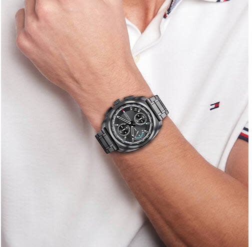Tommy Hilfiger Horloge TH1792275 Cole Staal met Zwarte Coating Quartz Chronograaf 41mm