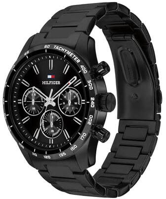 Tommy Hilfiger Horloge TH1792280 Hampton Staal met Zwarte Plating Quartz Chronograaf 42mm