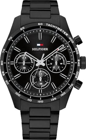 Tommy Hilfiger Horloge TH1792280 Hampton Staal met Zwarte Plating Quartz Chronograaf 42mm
