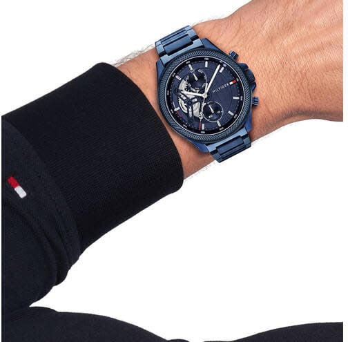 Tommy Hilfiger Horloge TH1792288 Clark Staal met Blauwe Coating Quartz 44mm