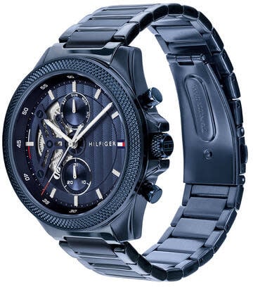 Tommy Hilfiger Horloge TH1792288 Clark Staal met Blauwe Coating Quartz 44mm