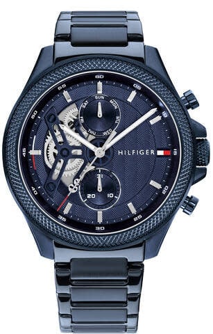 Tommy Hilfiger Horloge TH1792288 Clark Staal met Blauwe Coating Quartz 44mm