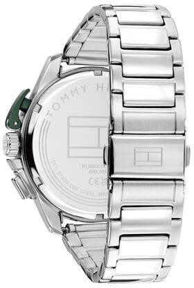Tommy Hilfiger Horloge TH1792293 Bank Staal Quartz met Groene Wijzerplaat 44mm
