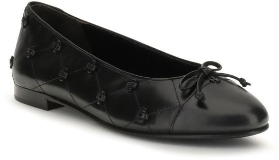 Cap-Toe Bunny Knot Leather Flats