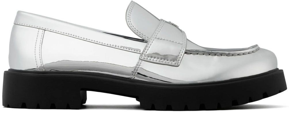 Mirrored Metallic Classic Logo Lug Loafers